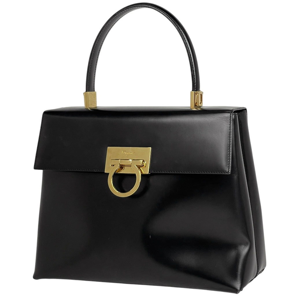 サルヴァトーレフェラガモ ガンチーニ ハンドバッグ レザー ブラック 0290 レディース 【中古】brbag