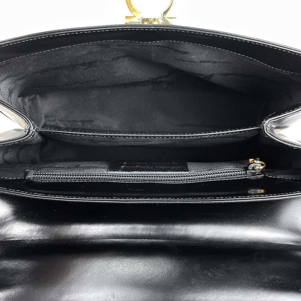 サルヴァトーレフェラガモ ガンチーニ ハンドバッグ レザー ブラック 0290 レディース 【中古】brbag