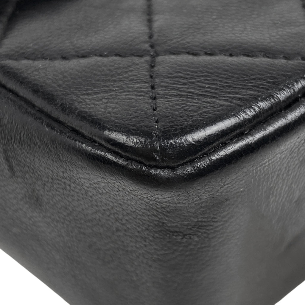 シャネル ココマーク チェーン ショルダーバッグ ミニ マトラッセ ショルダーバッグ レザー ブラック レディース 【中古】brbag