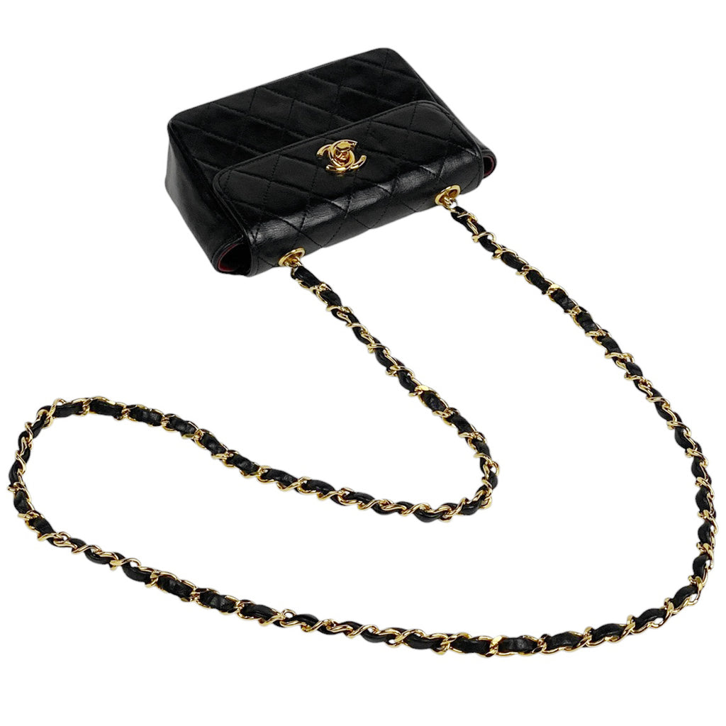 シャネル ココマーク チェーン ショルダーバッグ ミニ マトラッセ ショルダーバッグ レザー ブラック レディース 【中古】brbag