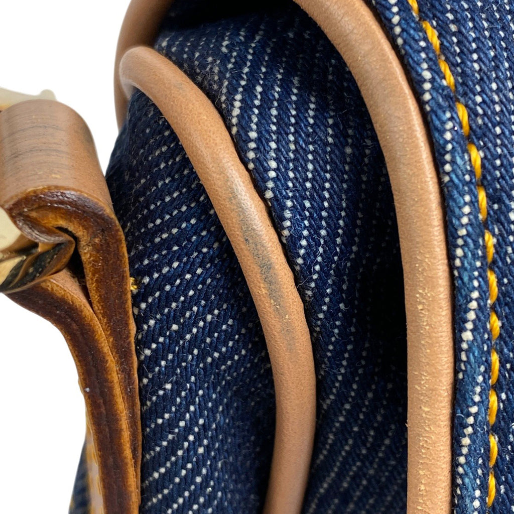 クリスチャンディオール サドルバッグ ハンドバッグ ワンショルダー ロゴ ショルダーバッグ デニム ネイビー レディース 【中古】brbag