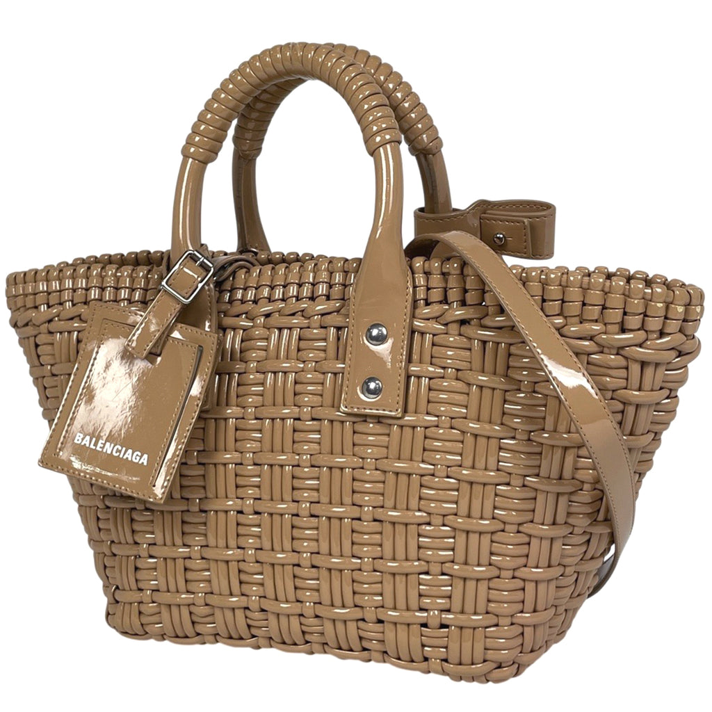 バレンシアガ ビストロ バスケット XS 2WAY ショルダーバッグ エナメル ハンドバッグ パテントレザー ベージュ 671342 レディース 【中古】brbag