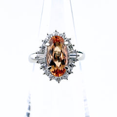 インペリアルトパーズ デザインリング プラチナ 指輪 メレダイヤ リング 10号 Pt900 ダイヤモンド インペリアルトパーズ レディース ノンブランドジュエリー 【中古】nbjwl