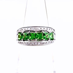 グリーングロッシュラーガーネット Pt900 リング 11.5号 1.38ct レディース ノンブランドジュエリー 中古 nbjwl