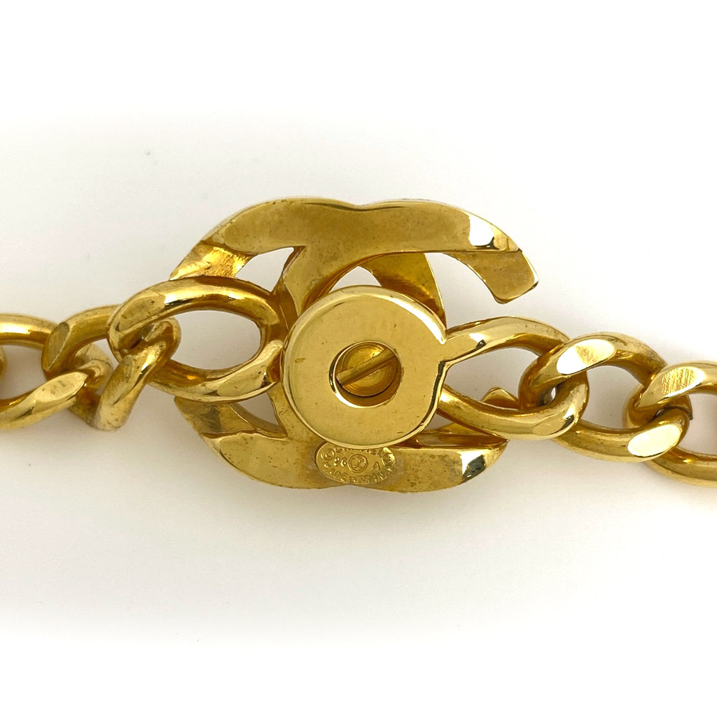 シャネル ココマーク チェーン ネックレス チョーカー ターンロック ネックレス GP ゴールド レディース 【中古】bracc