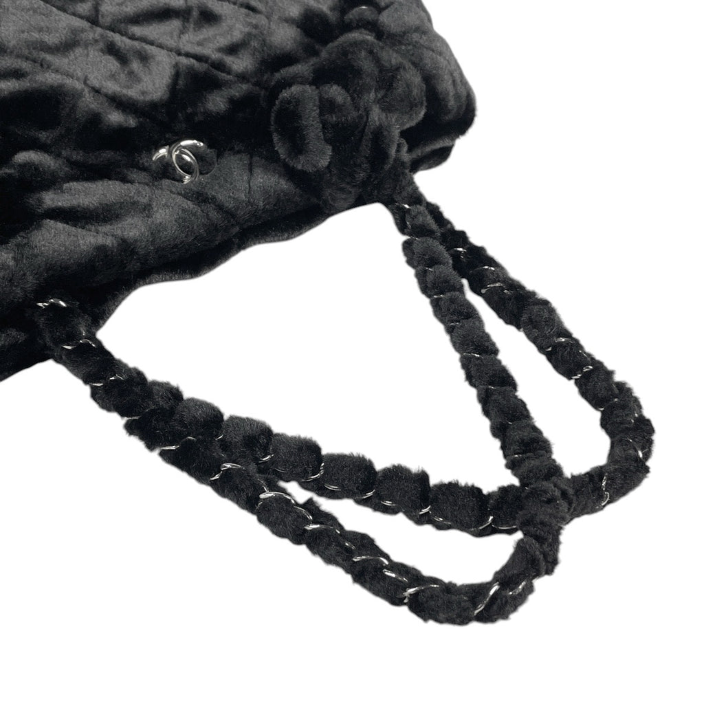 シャネル ココマーク チェーン トートバッグ カメリア ショルダーバッグ トートバッグ ファー ブラック レディース 【中古】brbag