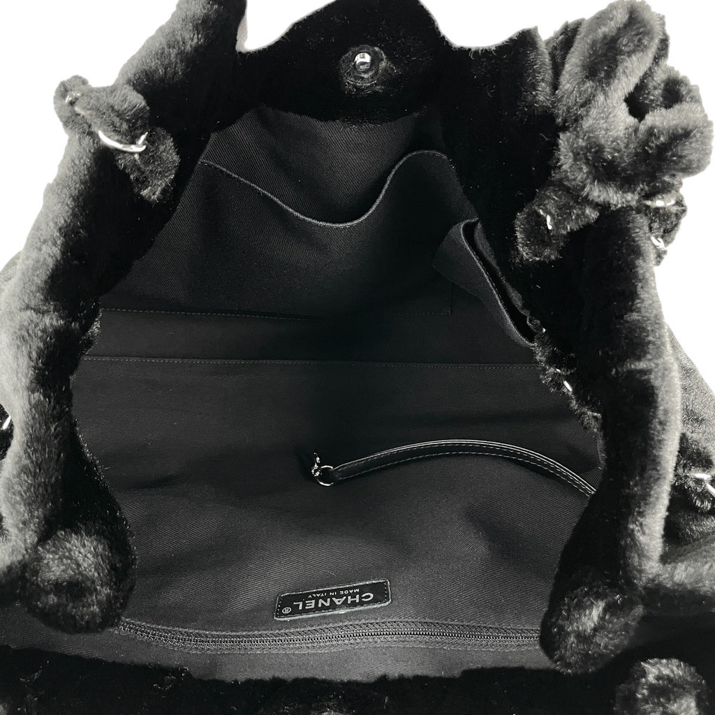 シャネル ココマーク チェーン トートバッグ カメリア ショルダーバッグ トートバッグ ファー ブラック レディース 【中古】brbag