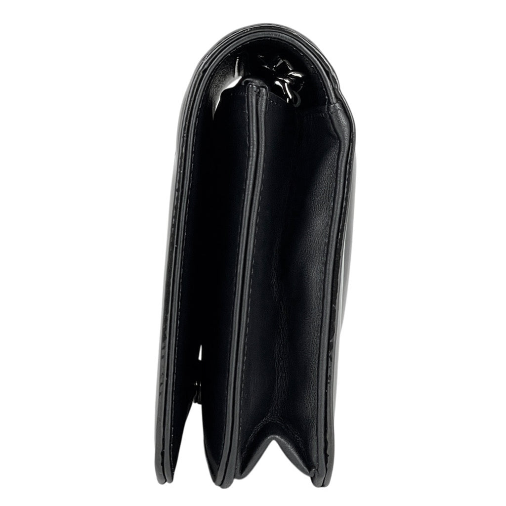 シャネル ココマーク チェーン ショルダーバッグ チェーンウォレット 財布 スタッズ エナメル ショルダーバッグ パテントレザー ブラック レディース 【中古】brbag