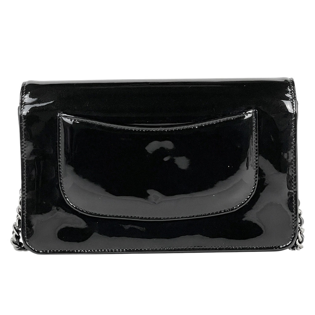 シャネル ココマーク チェーン ショルダーバッグ チェーンウォレット 財布 スタッズ エナメル ショルダーバッグ パテントレザー ブラック レディース 【中古】brbag