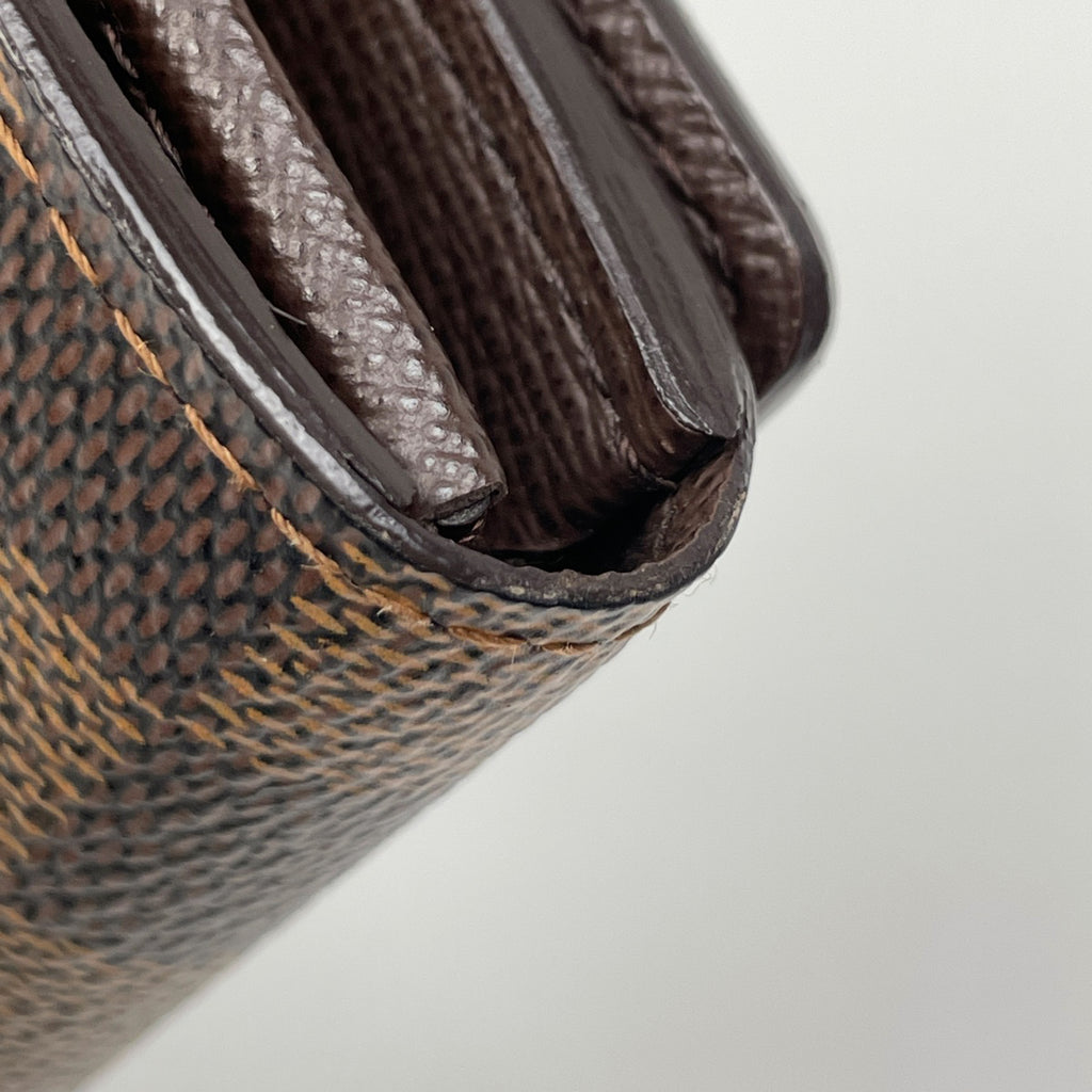 ルイ・ヴィトン ポルト モネ ビエ トレゾール L字ファスナー 二つ折り財布 ダミエ ブラウン N61736 レディース 【中古】brbag