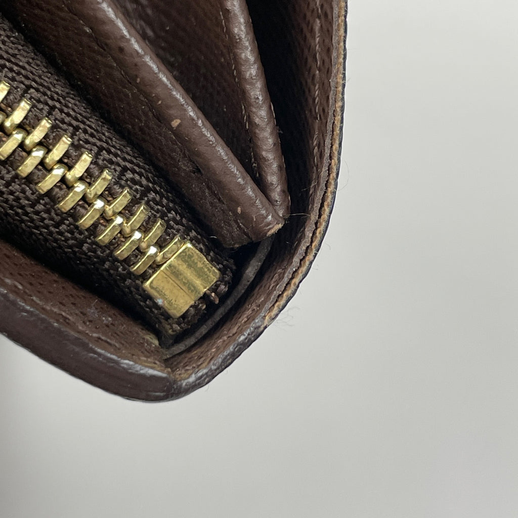 ルイ・ヴィトン ポルト モネ ビエ トレゾール L字ファスナー 二つ折り財布 ダミエ ブラウン N61736 レディース 【中古】brbag