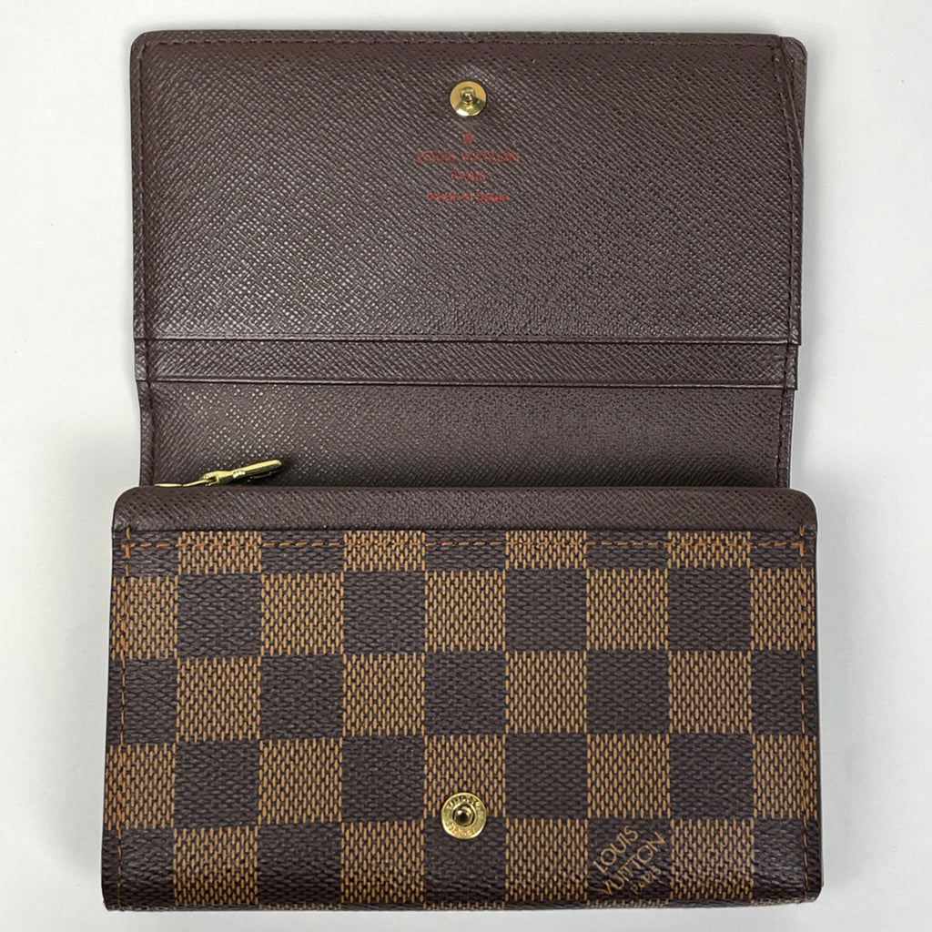 ルイ・ヴィトン ポルト モネ ビエ トレゾール L字ファスナー 二つ折り財布 ダミエ ブラウン N61736 レディース 【中古】brbag