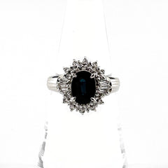 サファイア デザインリング プラチナ 指輪 メレダイヤ リング 12.5号 Pt900 サファイア ダイヤモンド レディース ノンブランドジュエリー 【中古】nbjwl