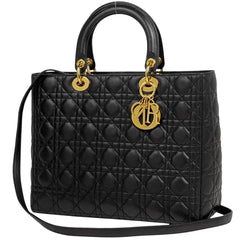 クリスチャンディオール レディディオール 2WAY ショルダーバッグ カナージュ ハンドバッグ レザー ブラック レディース 【中古】brbag