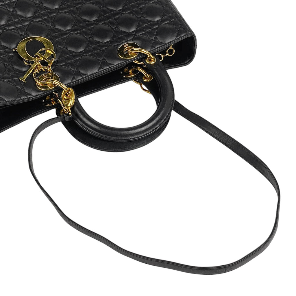 クリスチャンディオール レディディオール 2WAY ショルダーバッグ カナージュ ハンドバッグ レザー ブラック レディース 【中古】brbag