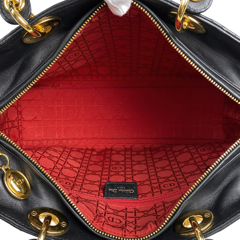 クリスチャンディオール レディディオール 2WAY ショルダーバッグ カナージュ ハンドバッグ レザー ブラック レディース 【中古】brbag