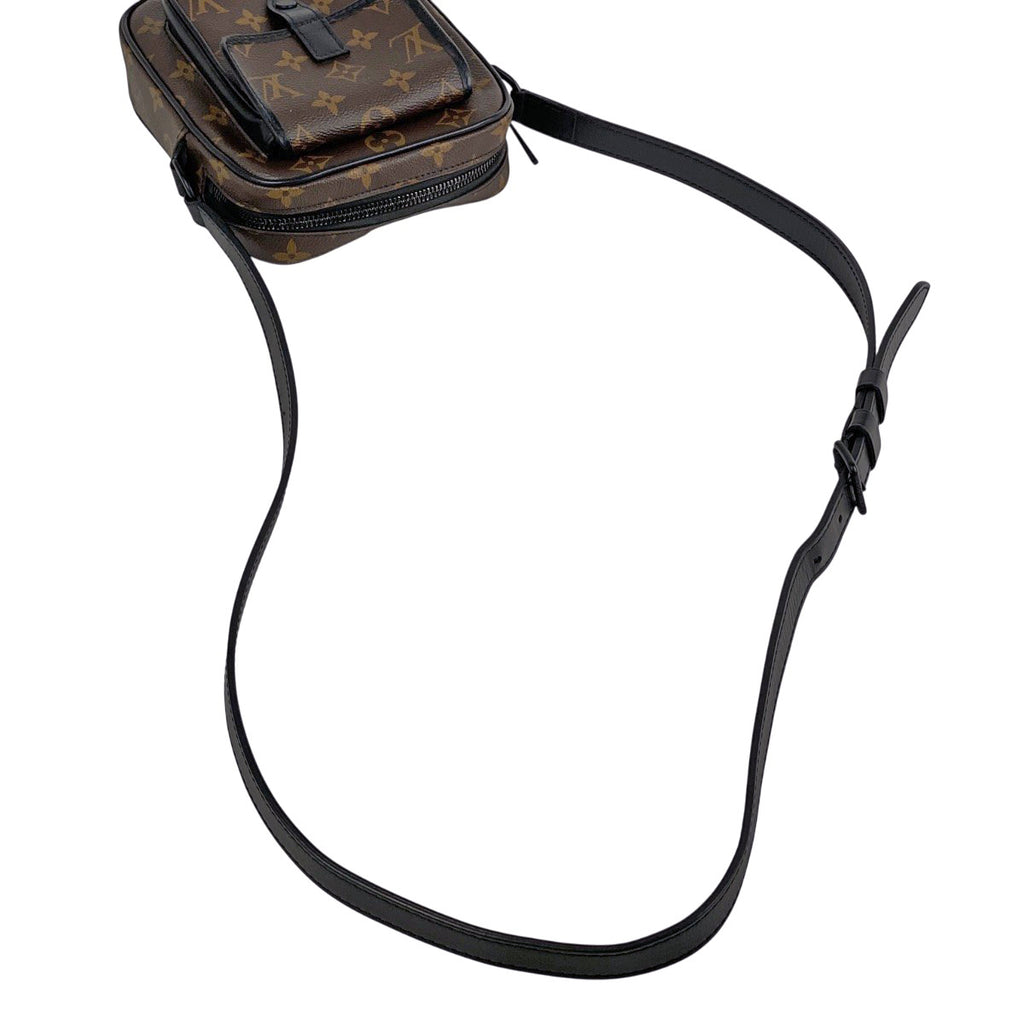 ルイ・ヴィトン クリストファー ウェアラブル ウォレット 斜め掛け ショルダーバッグ モノグラムマカサー ブラウン ノワール(ブラック) M69404 メンズ 【中古】brbag