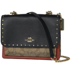 コーチ シグネチャー チェーン ショルダーバッグ スタッズ ショルダーバッグ レザー ブラック マルチカラー 9040 レディース 【中古】brbag