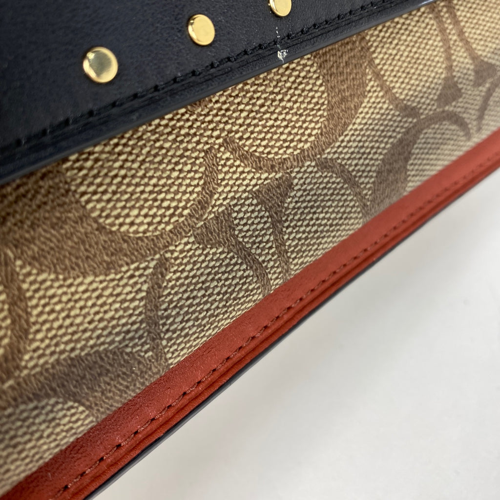 コーチ シグネチャー チェーン ショルダーバッグ スタッズ ショルダーバッグ レザー ブラック マルチカラー 9040 レディース 【中古】brbag