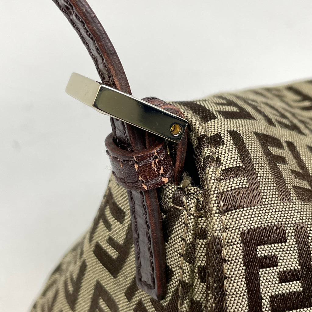 フェンディ ズッキーノ柄 ワンショルダーバッグ 肩掛け 手提げ ミニ マンマバゲット ショルダーバッグ キャンバス ブラウン 8BR180 レディース 【中古】brbag