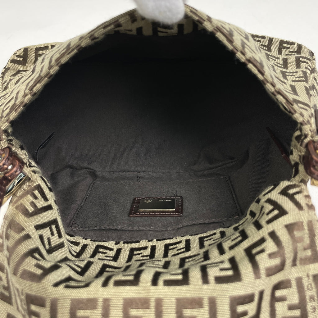 フェンディ ズッキーノ柄 ワンショルダーバッグ 肩掛け 手提げ ミニ マンマバゲット ショルダーバッグ キャンバス ブラウン 8BR180 レディース 【中古】brbag