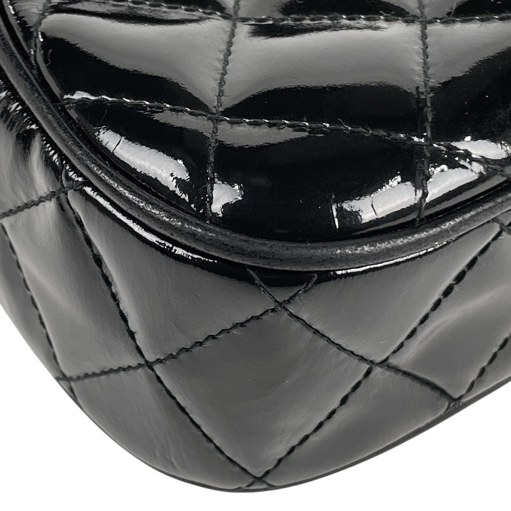 シャネル ココマーク フリンジ チェーン ショルダーバッグ タッセル マトラッセ エナメル ショルダーバッグ パテントレザー ブラック レディース 【中古】brbag