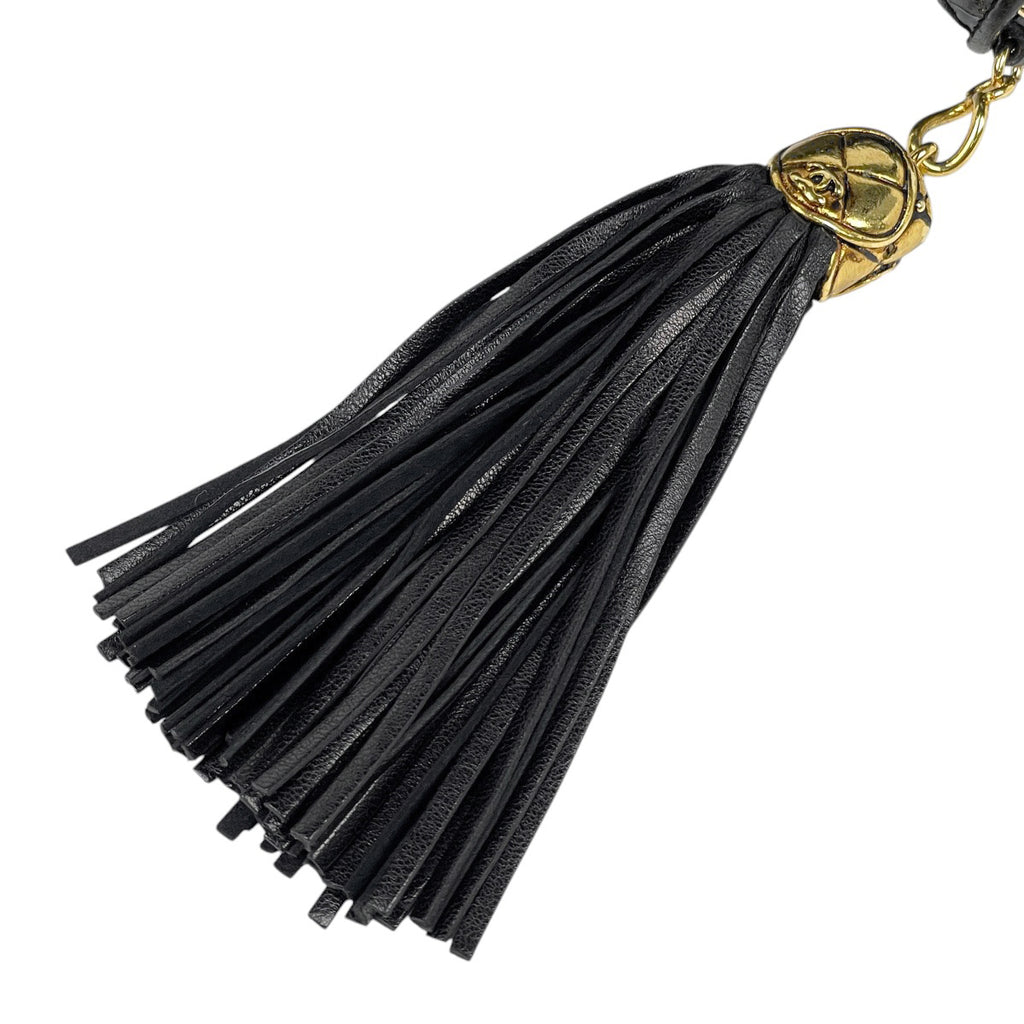 シャネル ココマーク フリンジ チェーン ショルダーバッグ タッセル マトラッセ エナメル ショルダーバッグ パテントレザー ブラック レディース 【中古】brbag