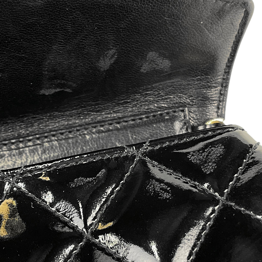 シャネル ココマーク フリンジ チェーン ショルダーバッグ タッセル マトラッセ エナメル ショルダーバッグ パテントレザー ブラック レディース 【中古】brbag