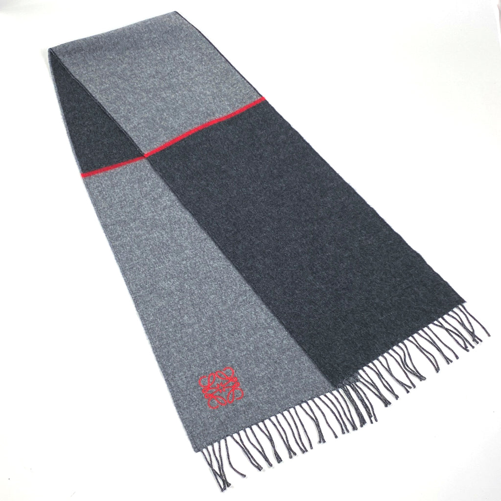 ロエベ アナグラム マフラー バイカラー マフラー ウール カシミヤ グレー レディース 【中古】brbag