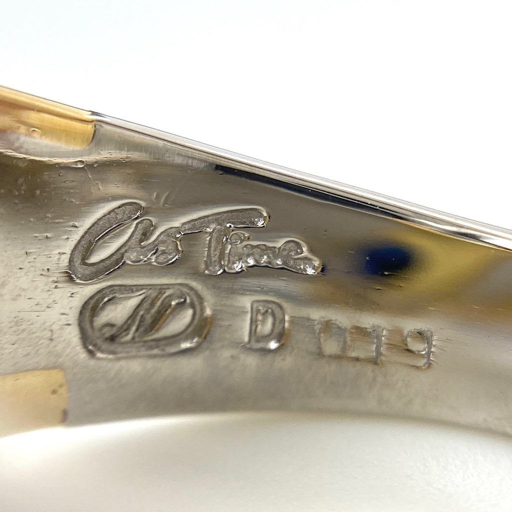 石川暢子 サファイア デザインリング YG イエローゴールド プラチナ メレダイヤ 指輪 リング 11号 K18 Pt900 サファイア レディース 【中古】brjwl