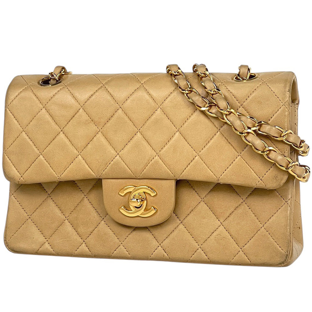シャネル マトラッセ Wフラップ チェーン ショルダーバッグ ココマーク ショルダーバッグ レザー ベージュ A01113 レディース 【中古】brbag
