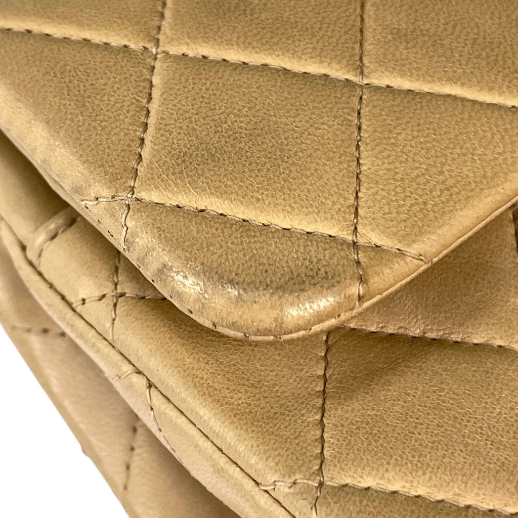 シャネル マトラッセ Wフラップ チェーン ショルダーバッグ ココマーク ショルダーバッグ レザー ベージュ A01113 レディース 【中古】brbag