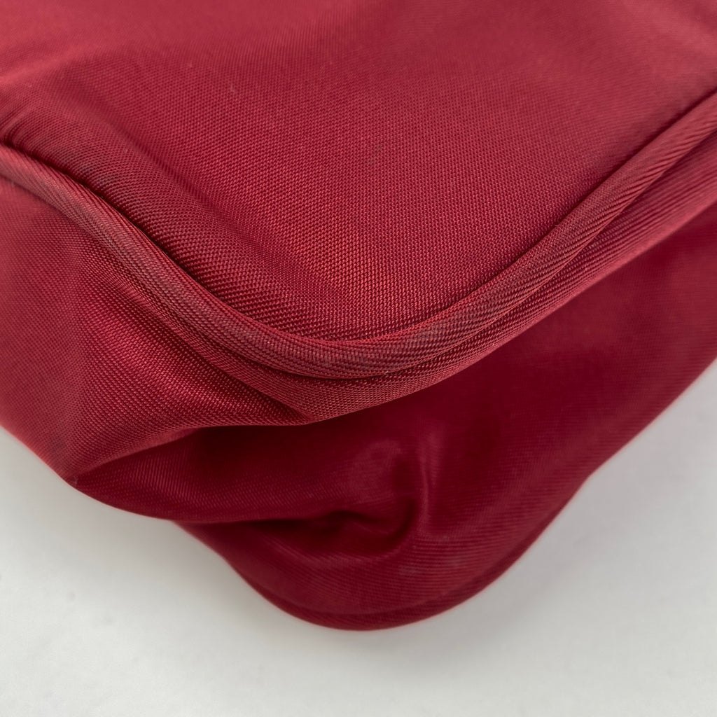 プラダ ロゴプレート ハンドバッグ ポーチ ショルダーバッグ ハンドバッグ ナイロン レッド レディース 【中古】brbag