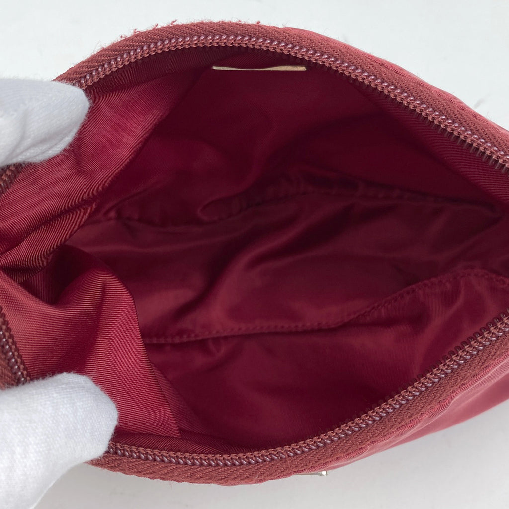 プラダ ロゴプレート ハンドバッグ ポーチ ショルダーバッグ ハンドバッグ ナイロン レッド レディース 【中古】brbag