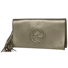 グッチ ソーホー クラッチバッグ セカンドバッグ フリンジ インターロッキングG クラッチバッグ レザー シャンパンゴールド 336753　 レディース 【中古】brbag