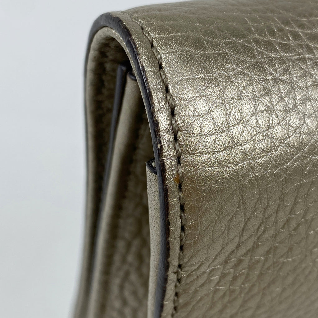 グッチ ソーホー クラッチバッグ セカンドバッグ フリンジ インターロッキングG クラッチバッグ レザー シャンパンゴールド 336753　 レディース 【中古】brbag