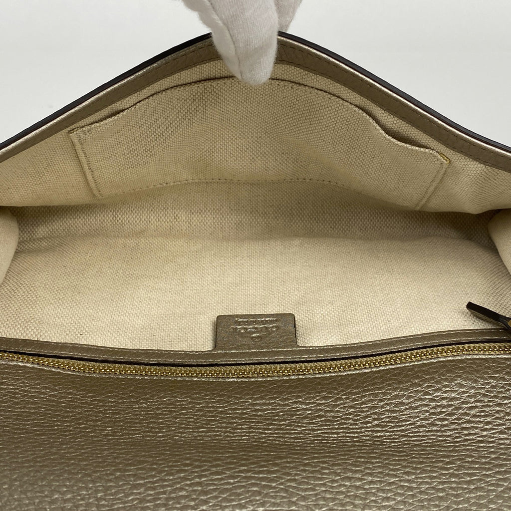 グッチ ソーホー クラッチバッグ セカンドバッグ フリンジ インターロッキングG クラッチバッグ レザー シャンパンゴールド 336753　 レディース 【中古】brbag