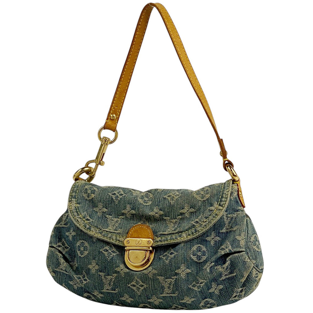 ルイ・ヴィトン ミニ プリーティ ハンドバッグ ワンショルダー 肩掛け ショルダーバッグ モノグラムデニム ブルー M95050 レディース 【中古】brbag