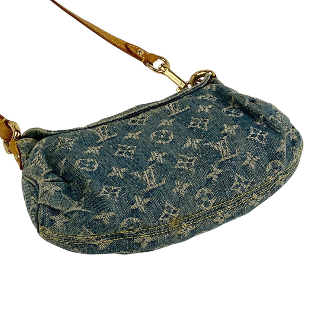 ルイ・ヴィトン ミニ プリーティ ハンドバッグ ワンショルダー 肩掛け ショルダーバッグ モノグラムデニム ブルー M95050 レディース 【中古】brbag