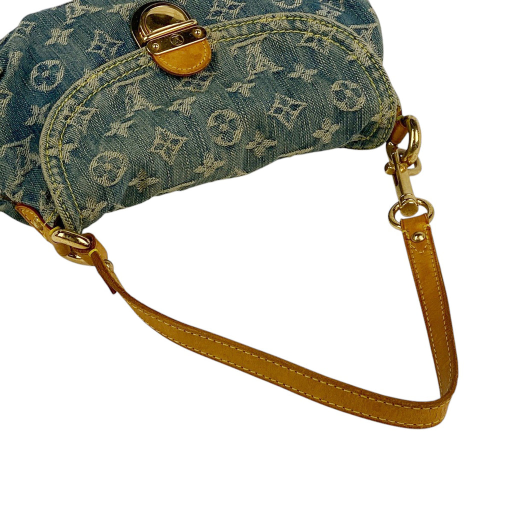 ルイ・ヴィトン ミニ プリーティ ハンドバッグ ワンショルダー 肩掛け ショルダーバッグ モノグラムデニム ブルー M95050 レディース 【中古】brbag