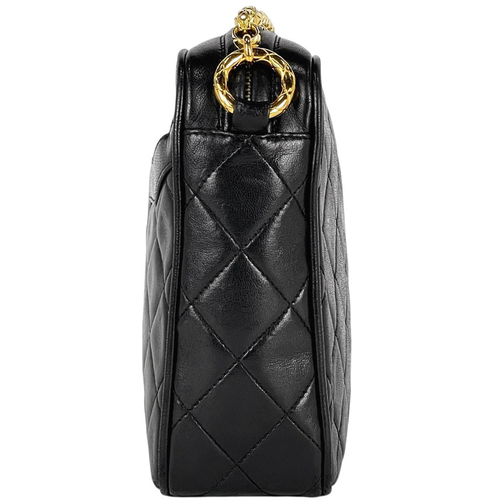 シャネル ココマーク フリンジ チェーン ショルダーバッグ マトラッセ タッセル ショルダーバッグ レザー ブラック レディース 【中古】brbag