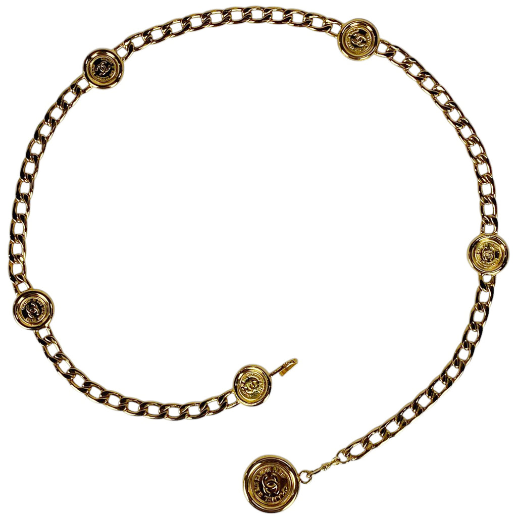 シャネル ココマーク チェーン ベルト コイン 94P刻印 GP ゴールド レディース 【中古】brbag