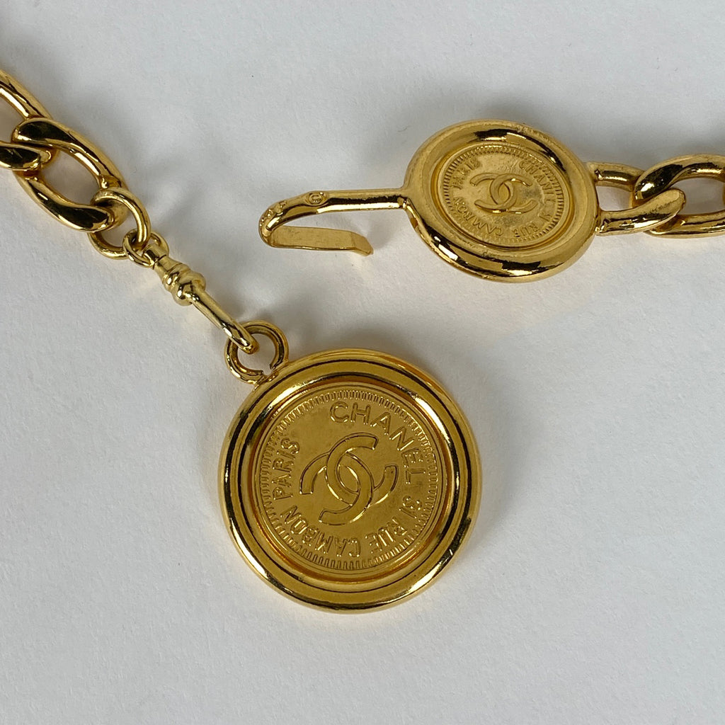 シャネル ココマーク チェーン ベルト コイン 94P刻印 GP ゴールド レディース 【中古】brbag