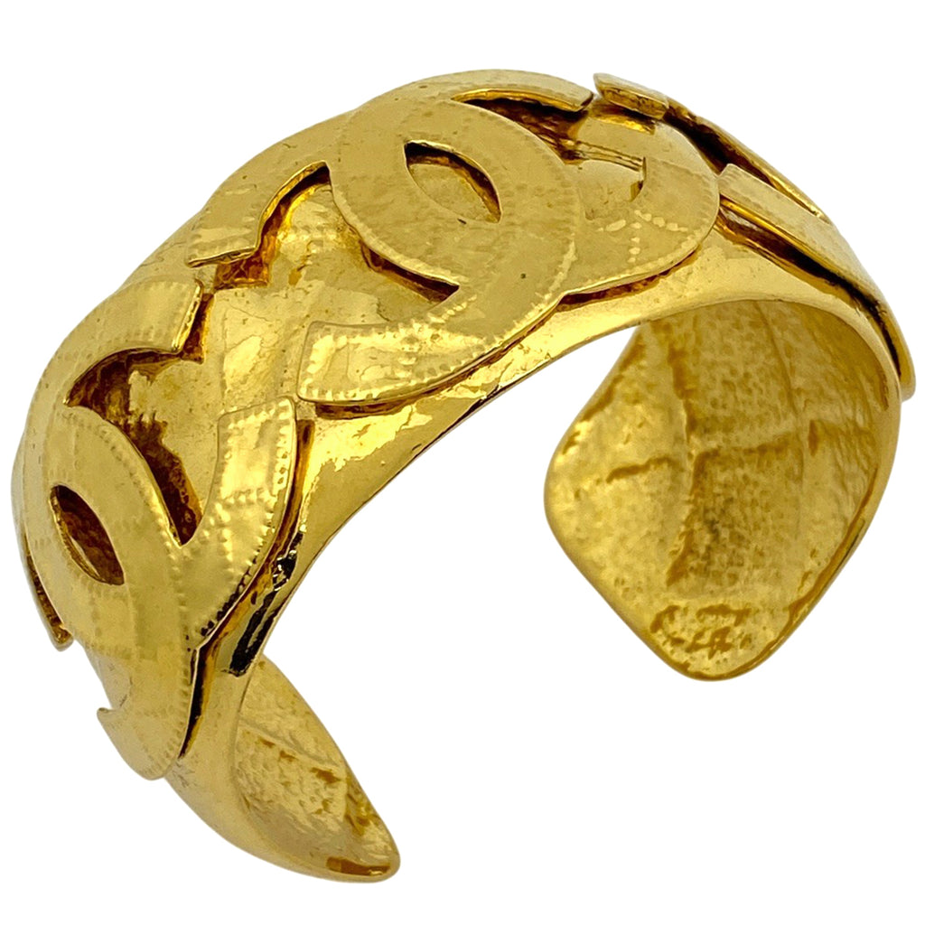 シャネル トリプル ココマーク バングル マトラッセ 腕輪 バングル GP ゴールド レディース 【中古】bracc