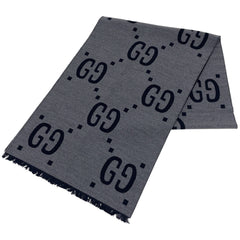 グッチ GG柄 マフラー フリンジ マフラー ウール シルク ネイビー レディース ブランドバッグ・小物 【中古】brbag