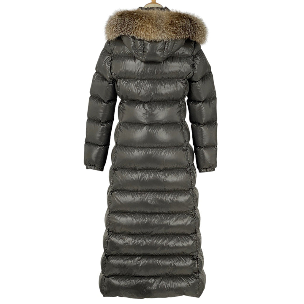 モンクレール ハドソン フーディ ダウンコート ファー ベルト付き アウター ダウンコート グレー レディース 【中古】brapp