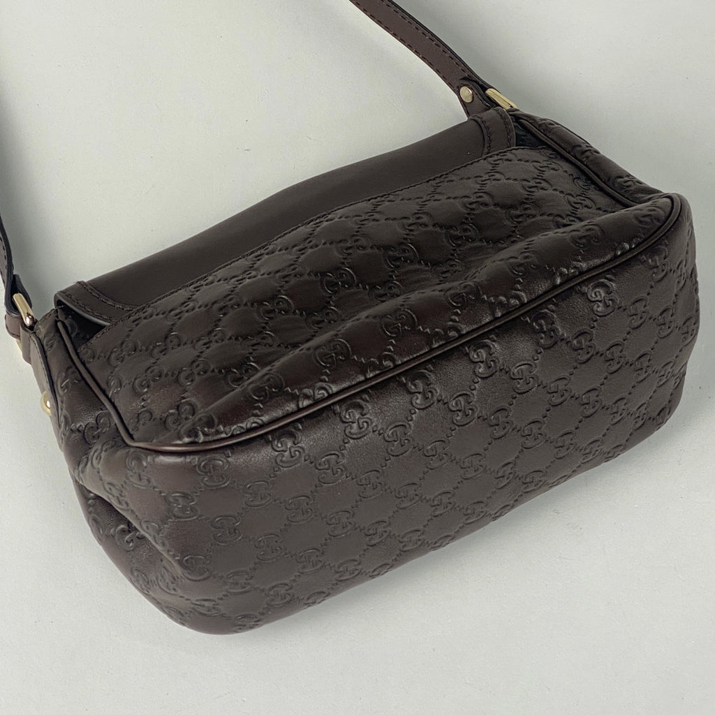 グッチ グッチシマ ショルダーバッグ GG柄 シグネチャー ショルダーバッグ シマレザー ブラウン 308452 レディース 【中古】brbag