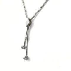 メレダイヤ デザインネックレス プラチナ ペンダント スイング 750 ネックレス Pt900 K18 ダイヤモンド レディース ノンブランドジュエリー 【中古】nbjwl