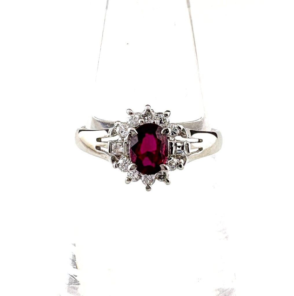 ルビー デザインリング プラチナ 指輪 メレダイヤ リング 10号 Pt850