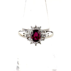 ルビー デザインリング プラチナ 指輪 メレダイヤ リング 10号 Pt850 ルビー ダイヤモンド レディース ノンブランドジュエリー 【中古】nbjwl